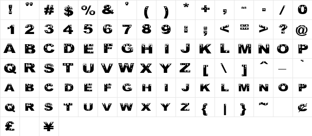 Yurine Overflow Regular font glyphpreview