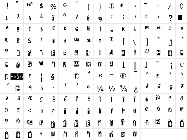Moore895 Regular font glyphpreview