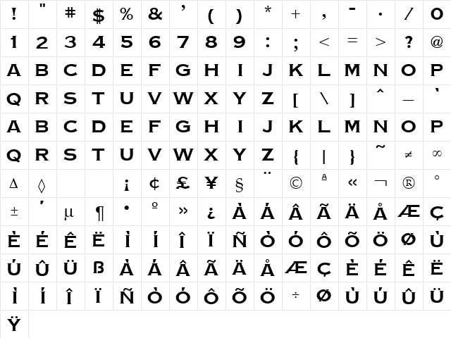 TinPlate Regular font glyphpreview