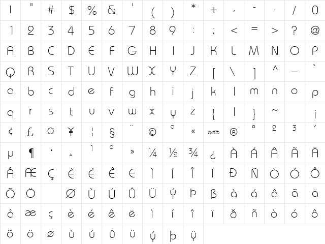 BordeauxLight normal font glyphpreview