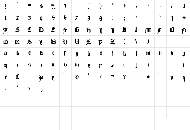 SERB Normal font glyphpreview