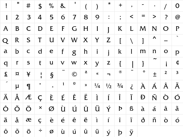 FrizQuadrataEF Regular font glyphpreview