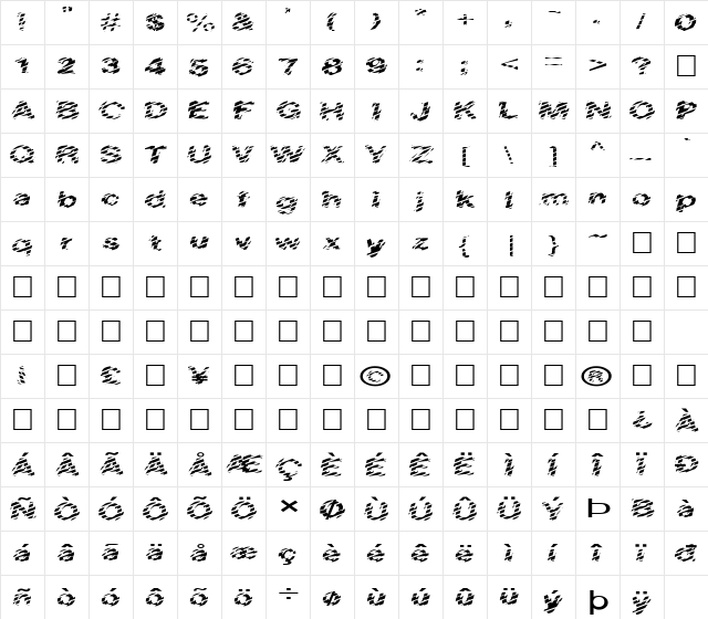 FZ UNIQUE 20 STRIPED EX Normal font glyphpreview