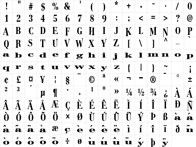 Boston Regular font glyphpreview