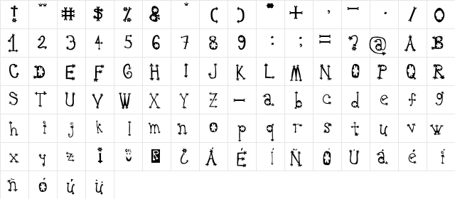 Oldie Splat Oldie font glyphpreview