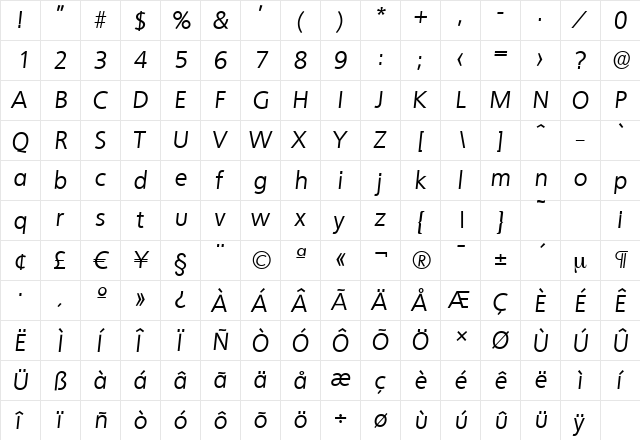 QuebecSerial Italic font glyphpreview