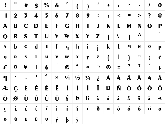 Penguin Bold font glyphpreview