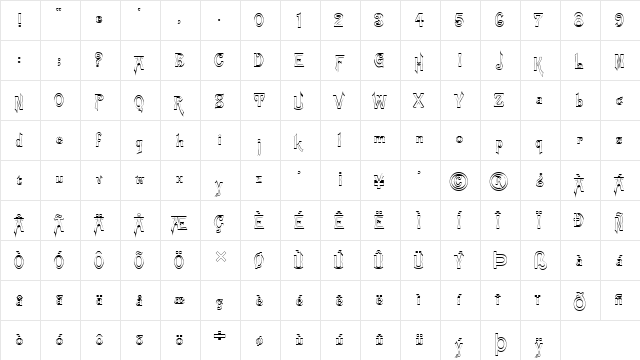 FZ JAZZY 21 HOLLOW Normal font glyphpreview
