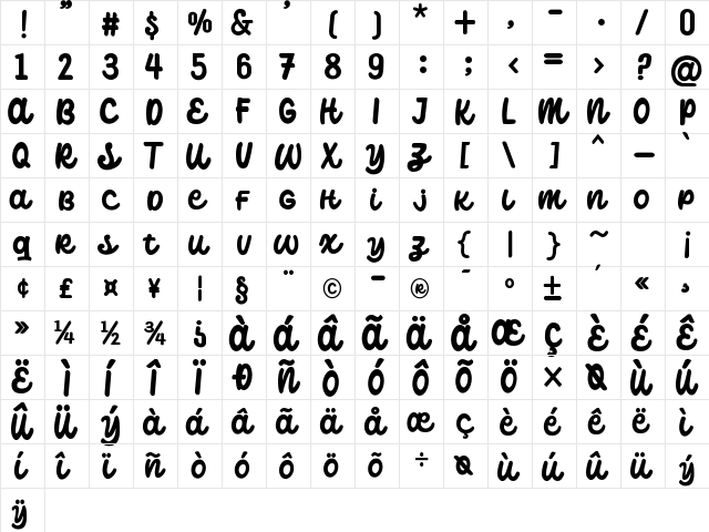 Catterpillar Regular font glyphpreview