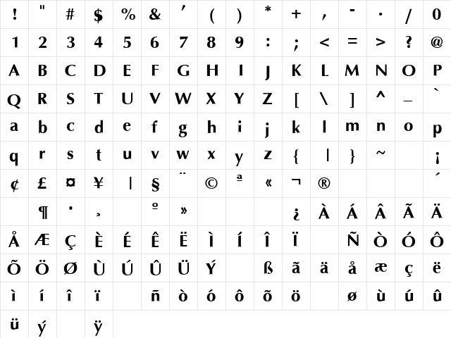 Optimal Bold font glyphpreview