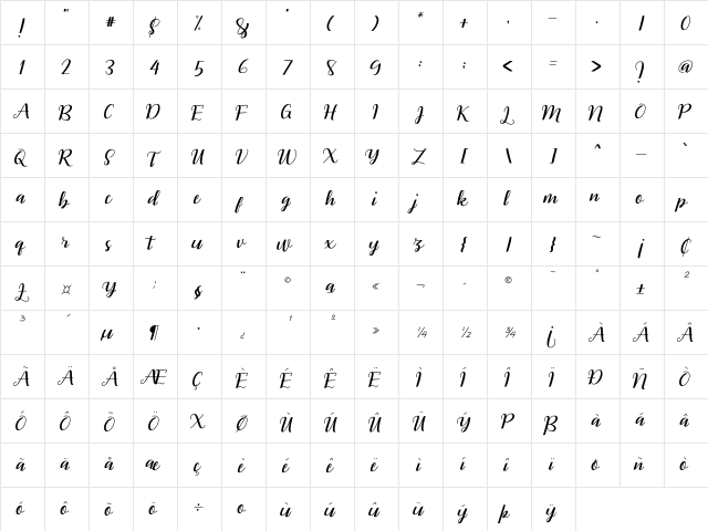 RememberYou Regular font glyphpreview