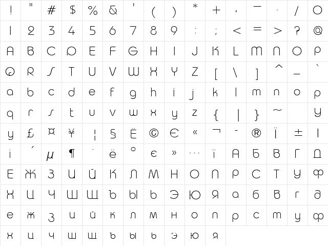 Taurus-Light Normal font glyphpreview