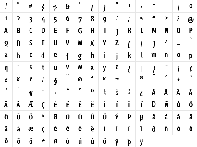 Fontana ND Ee OsF Semibold font glyphpreview