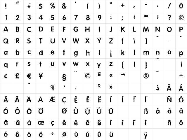 VolkswagenRandom Bold font glyphpreview