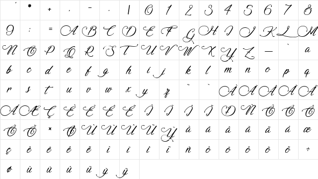 Signature of the Ancient Regular font glyphpreview