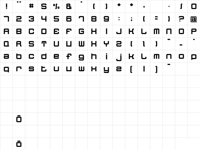 Quatron Regular font glyphpreview