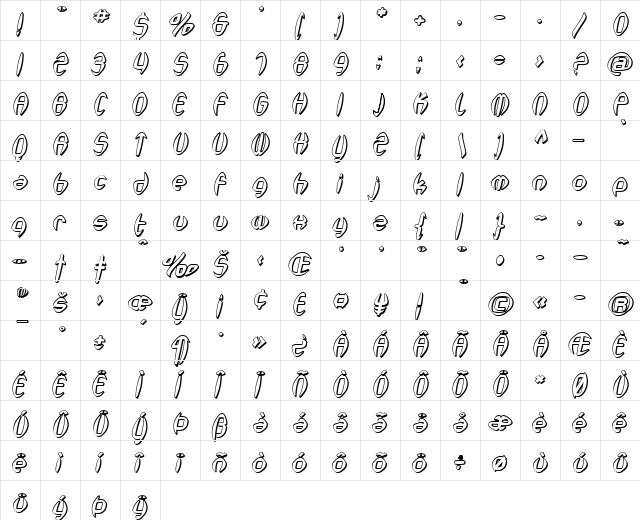 SF Synthonic Pop Shaded Oblique font glyphpreview