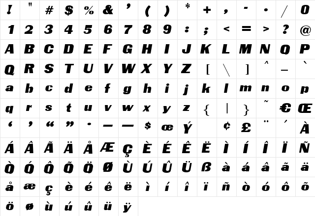 Airline Regular font glyphpreview