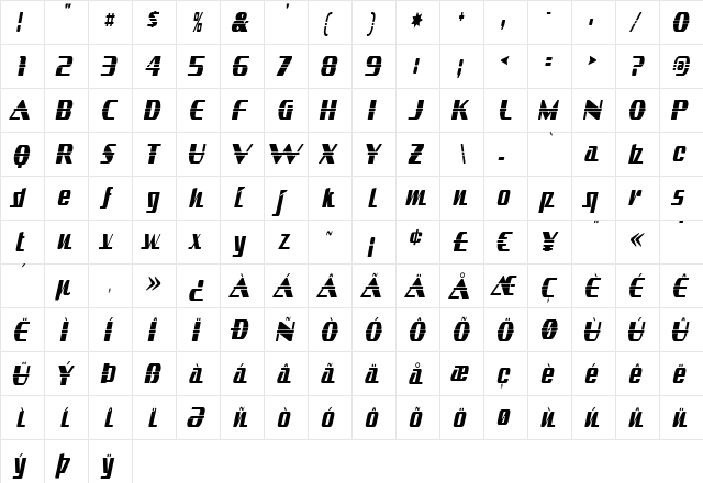 Sandoval Regular font glyphpreview
