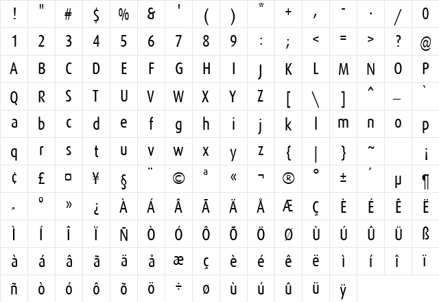 DaxCondensed-Regular Regular font glyphpreview