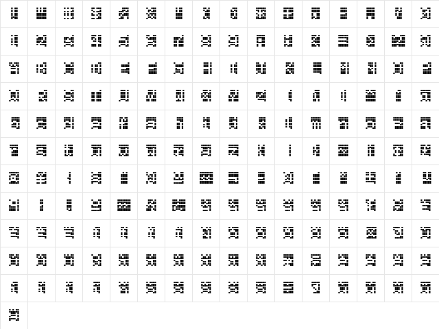 ScreenMatrix Regular font glyphpreview
