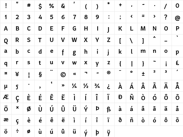 Certa Sans Medium font glyphpreview