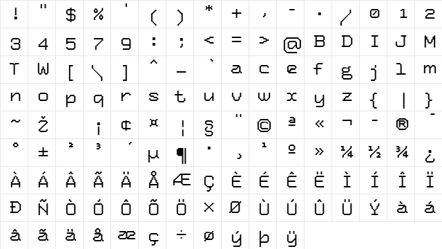 Tronic-Regular Regular font glyphpreview