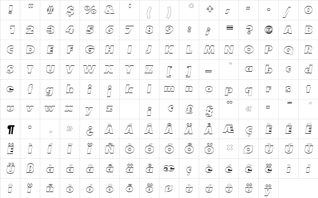 FuturaTExtBolOblOu1 Regular font glyphpreview