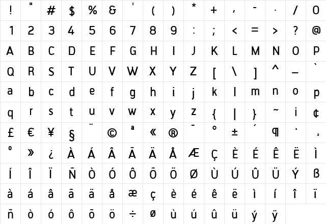 Tirana Bold Regular font glyphpreview