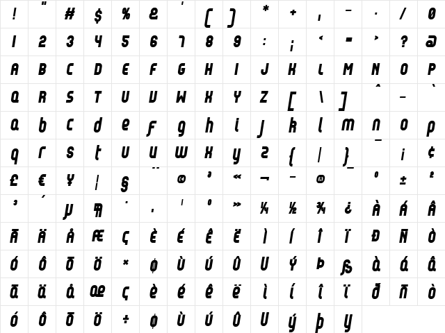 Reflex - Black Italic font glyphpreview