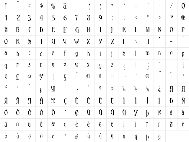 Ambrosia Bold font glyphpreview