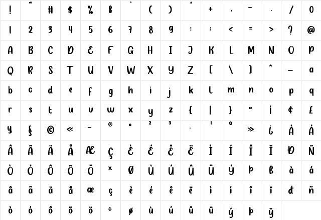 Snow Bright Regular font glyphpreview