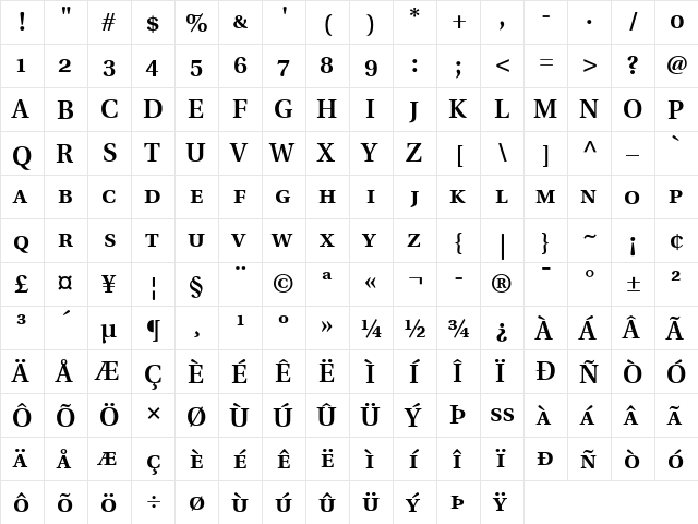 Utopia SC Bold font glyphpreview