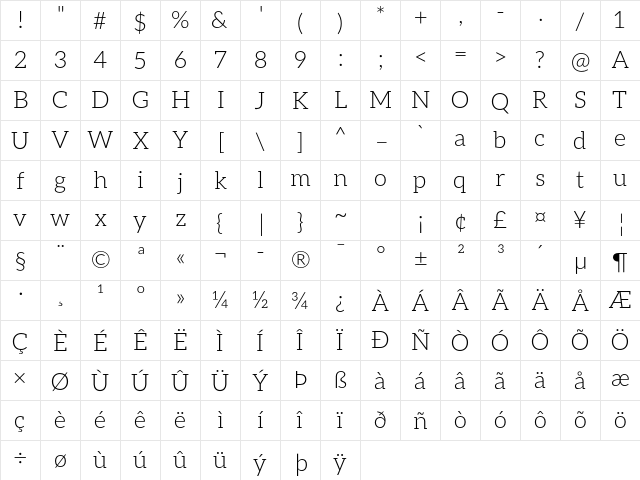 Aleo Light font glyphpreview