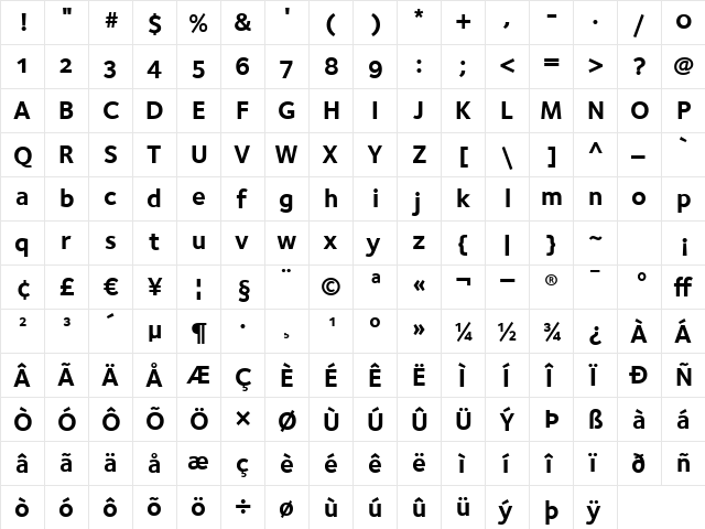 FoundrySterling-BoldOSF Regular font glyphpreview