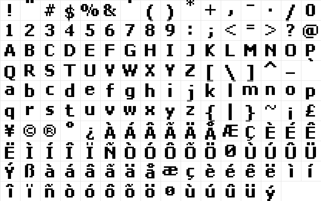 FFF Star Bold Condensed Regular font glyphpreview