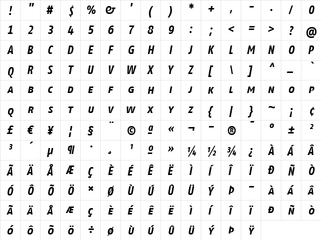 FagoCoTf ItalicBold font glyphpreview