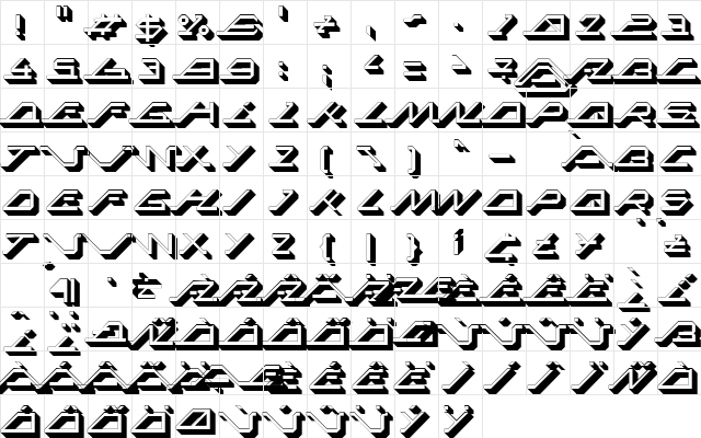 MEGA SLANT LINE 3D font glyphpreview