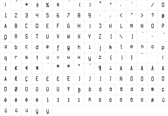 MonoBold Regular font glyphpreview
