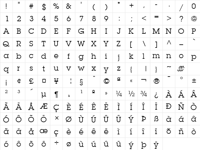 Torrent Graphic SSi Regular font glyphpreview
