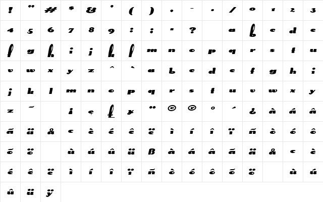 SplittingHaresExtended Oblique font glyphpreview