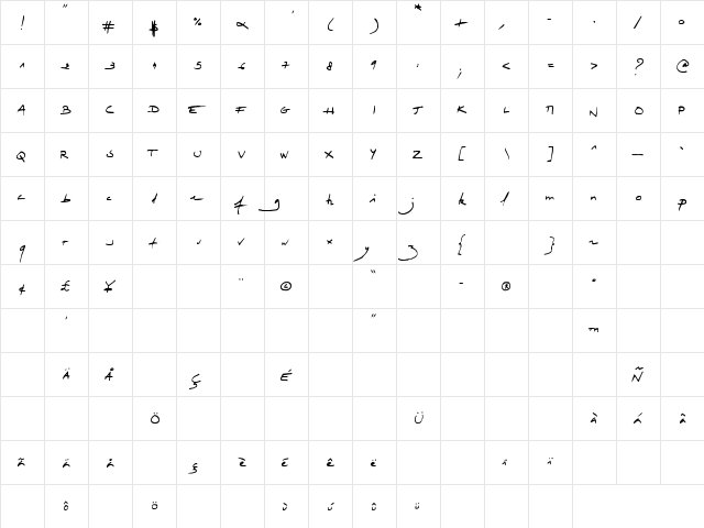tiphaine Regular font glyphpreview