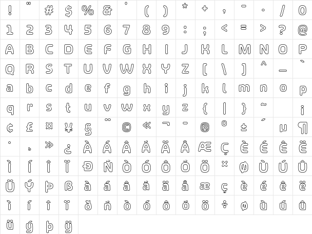 SHA Outline Regular font glyphpreview