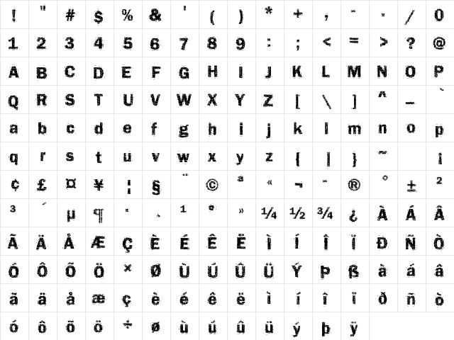 Funky13 Becker Regular font glyphpreview