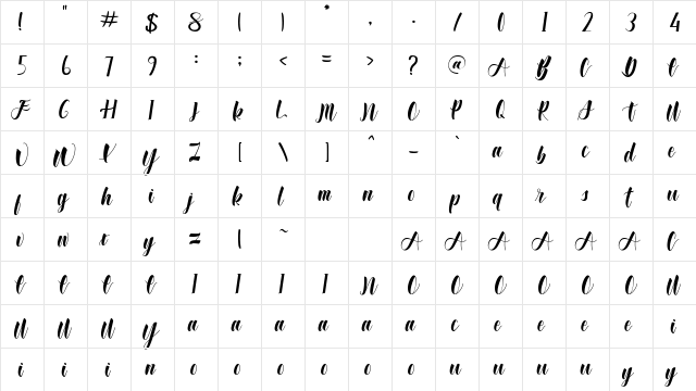 Wonderfull Bali Regular font glyphpreview
