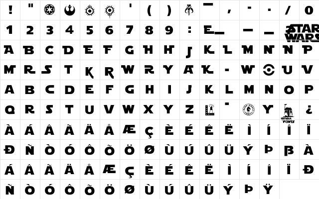 Star Jedi Rounded Regular font glyphpreview