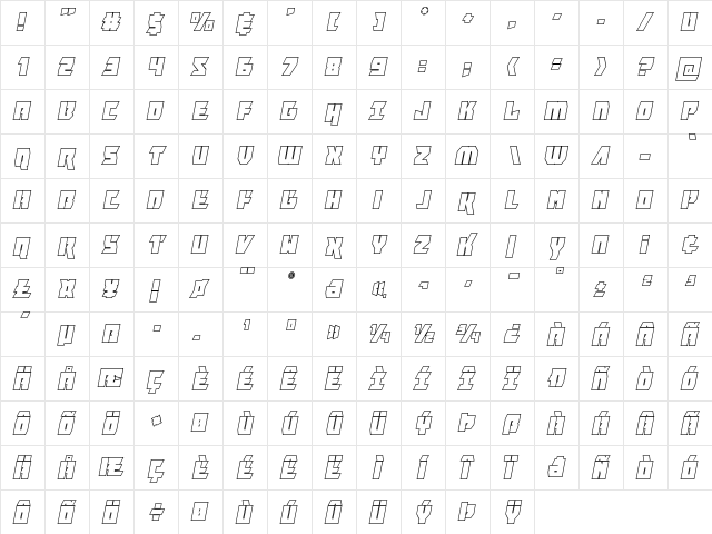 Furiosa Outline Italic Outline Italic font glyphpreview