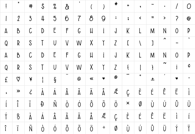 RWA Showbailer Regular font glyphpreview