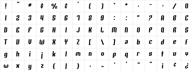 SF Archery Black Italic font glyphpreview