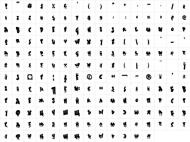 Sk8ordye Regular font glyphpreview